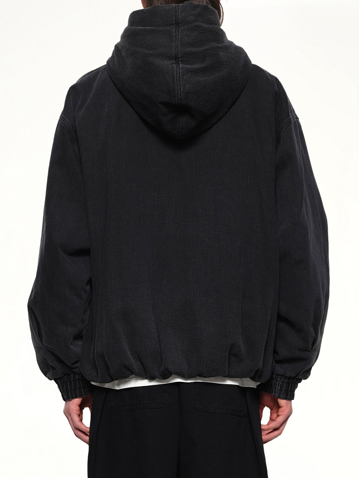Dyed Denim Hoodie in Black