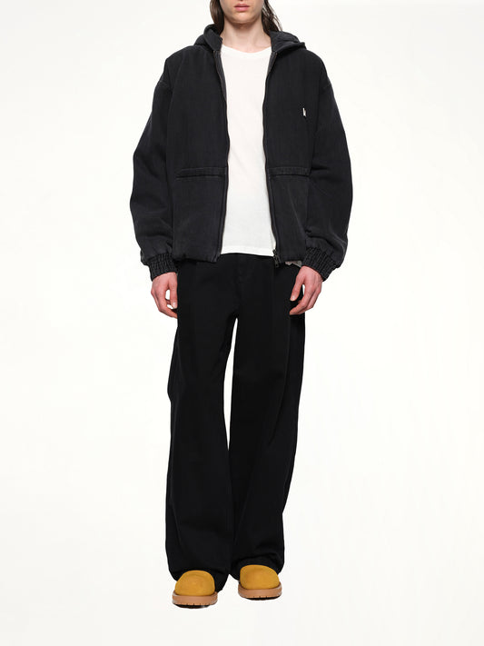 Dyed Denim Hoodie in Black