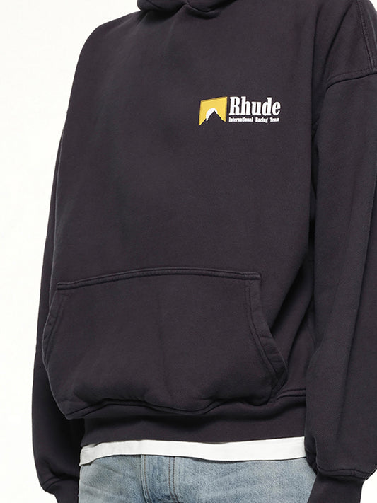 International Racing Logo Hoodie in Vintage Black