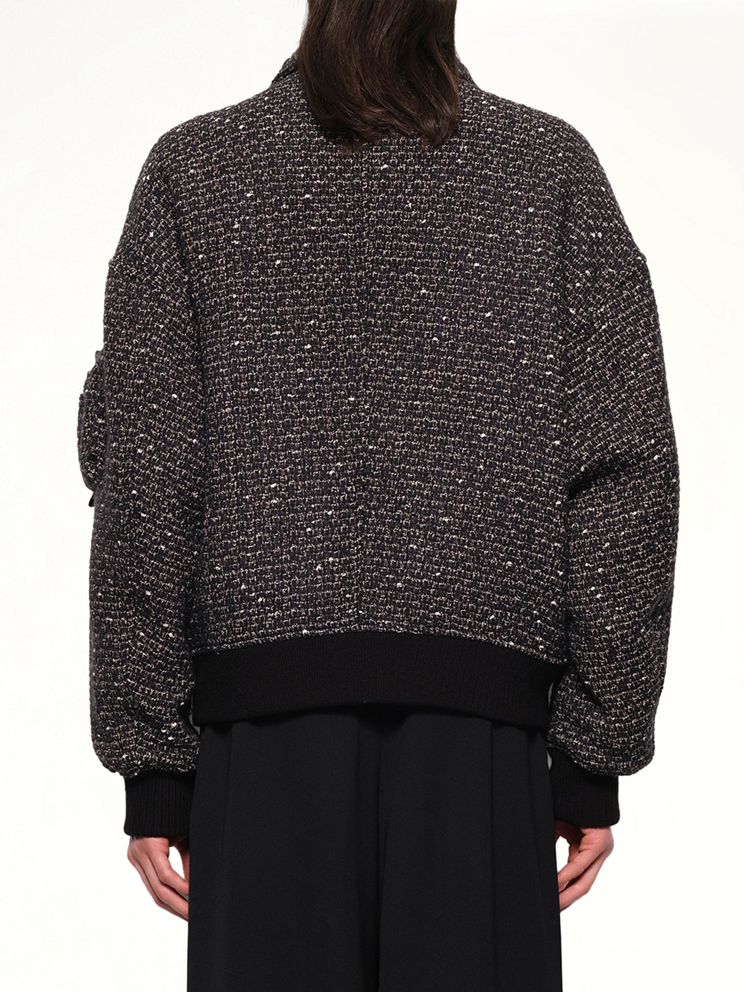 Tweed Bomber Jacket in Black