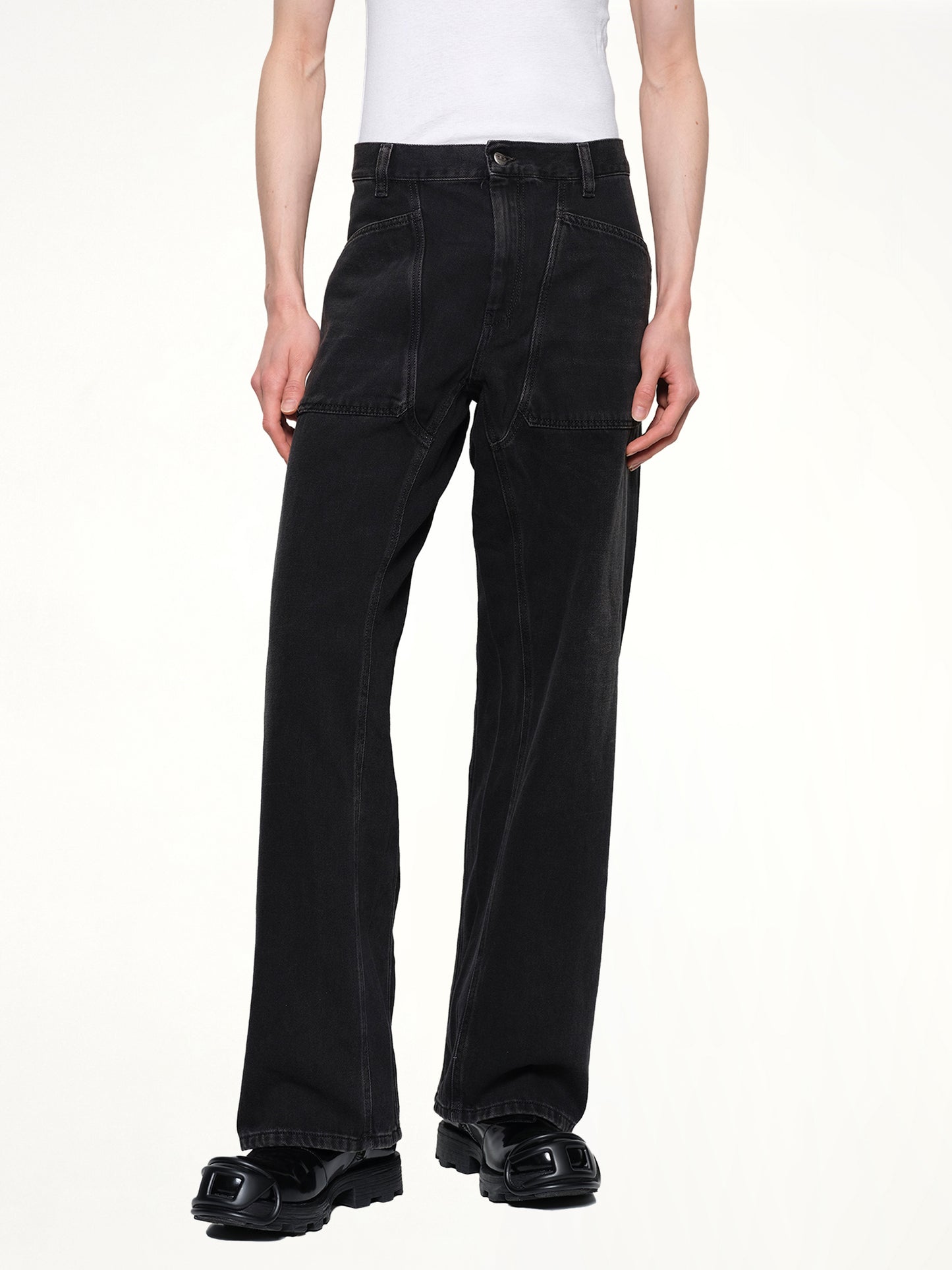 D-ZETA Relaxed Jeans in Black/Dark Grey