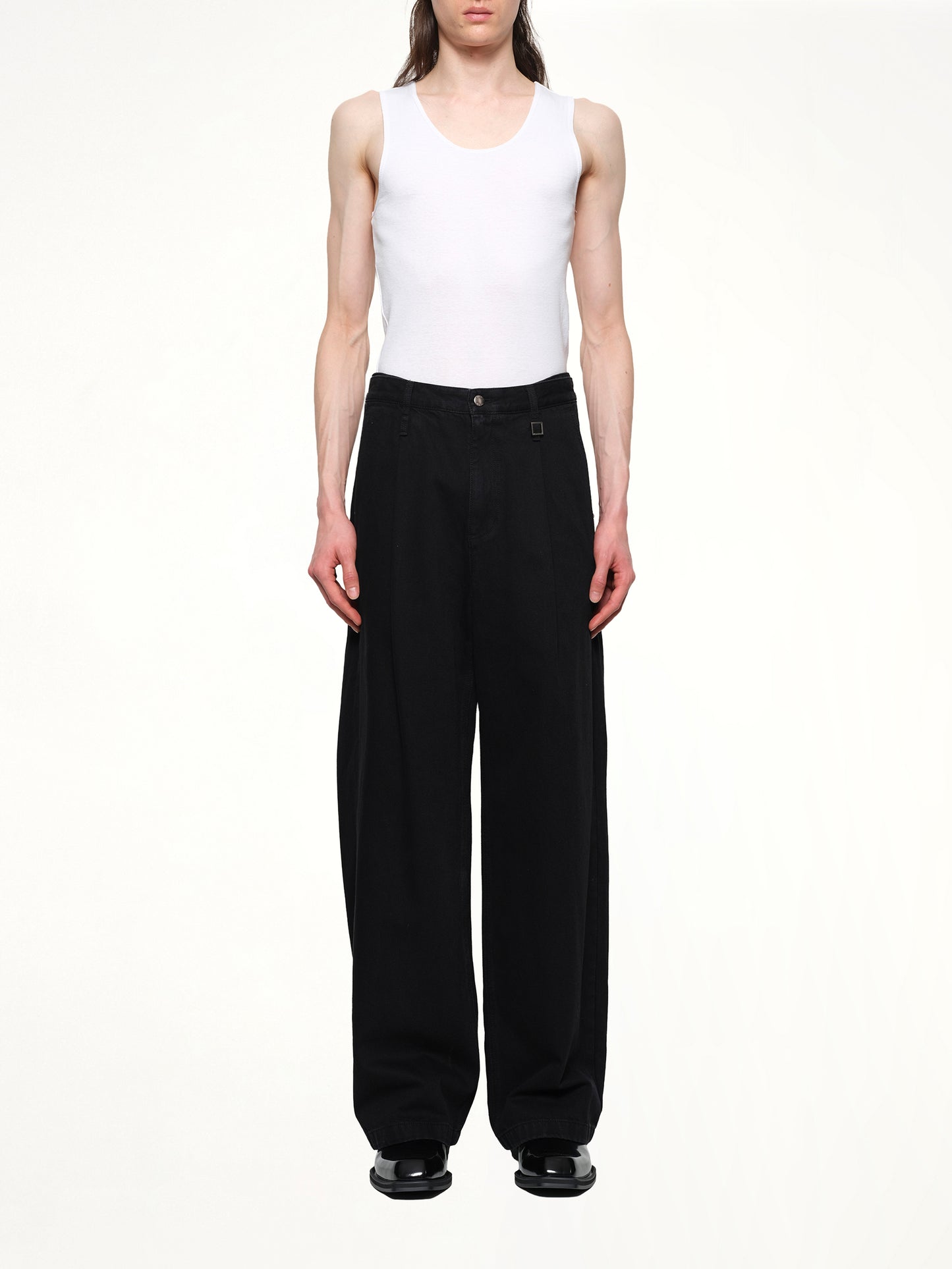 Single Pleat Jeans in Black