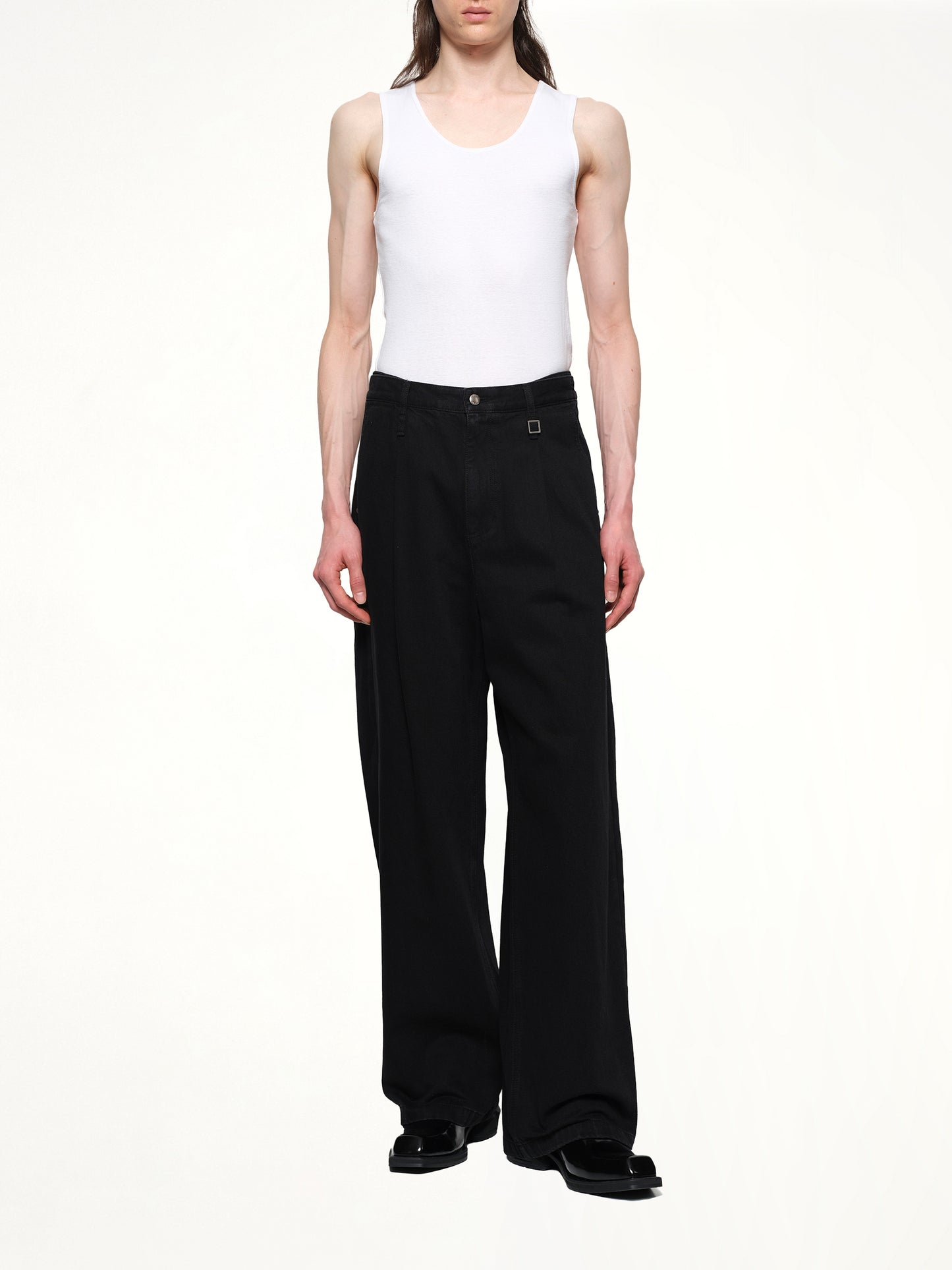 Single Pleat Jeans in Black