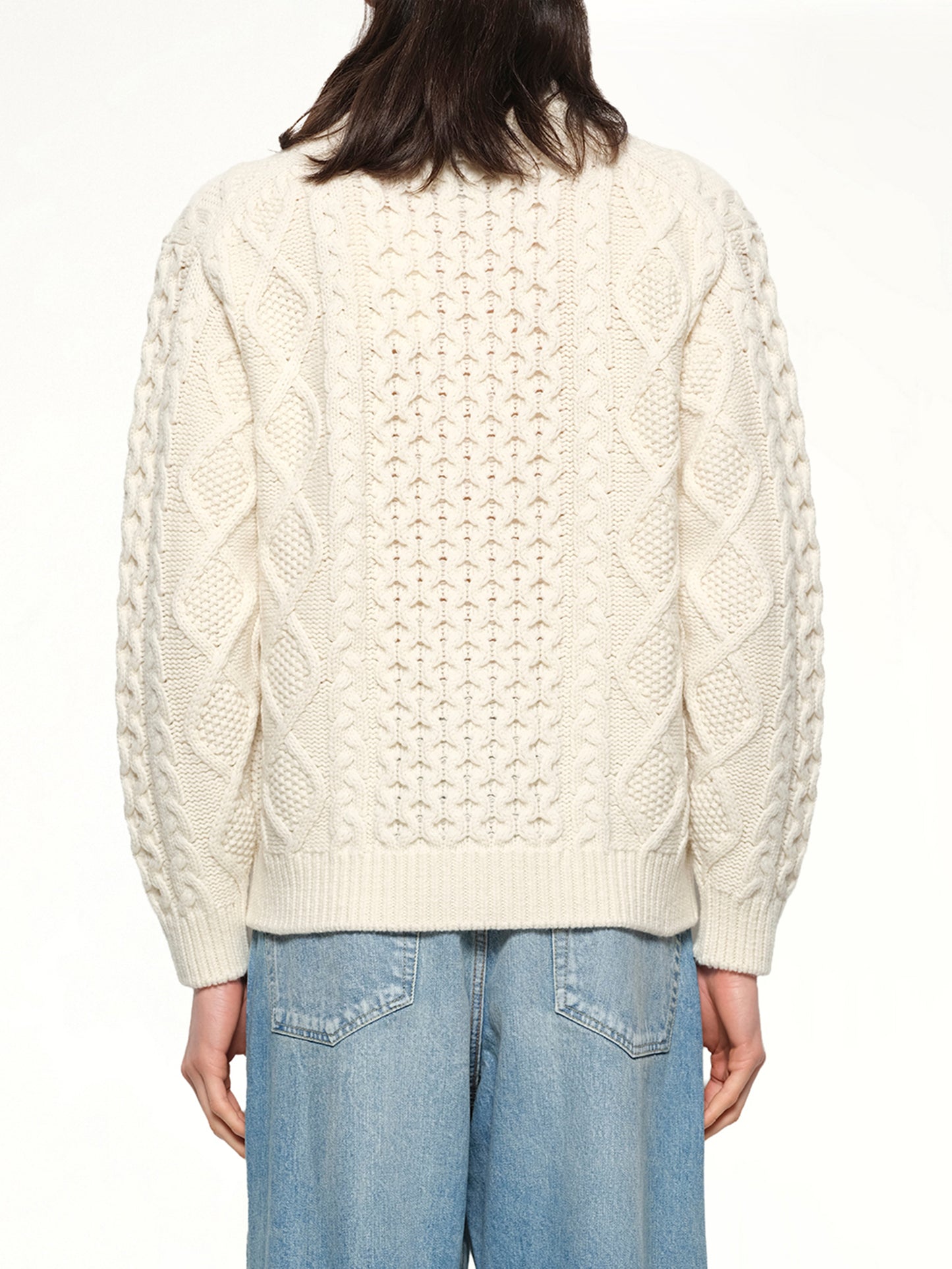 Cable Knit Zip Up in Cream