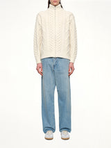 Cable Knit Zip Up in Cream