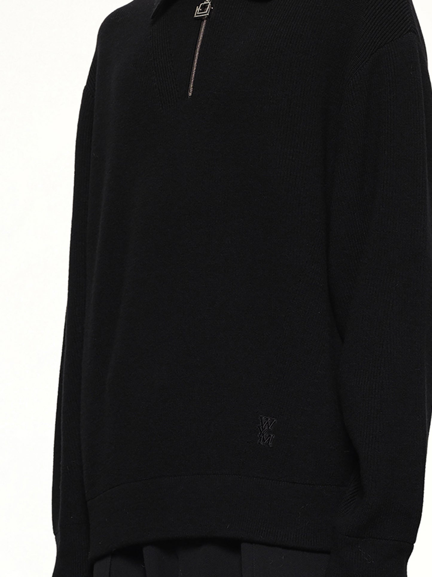 Zipped Knit Sweater in Black