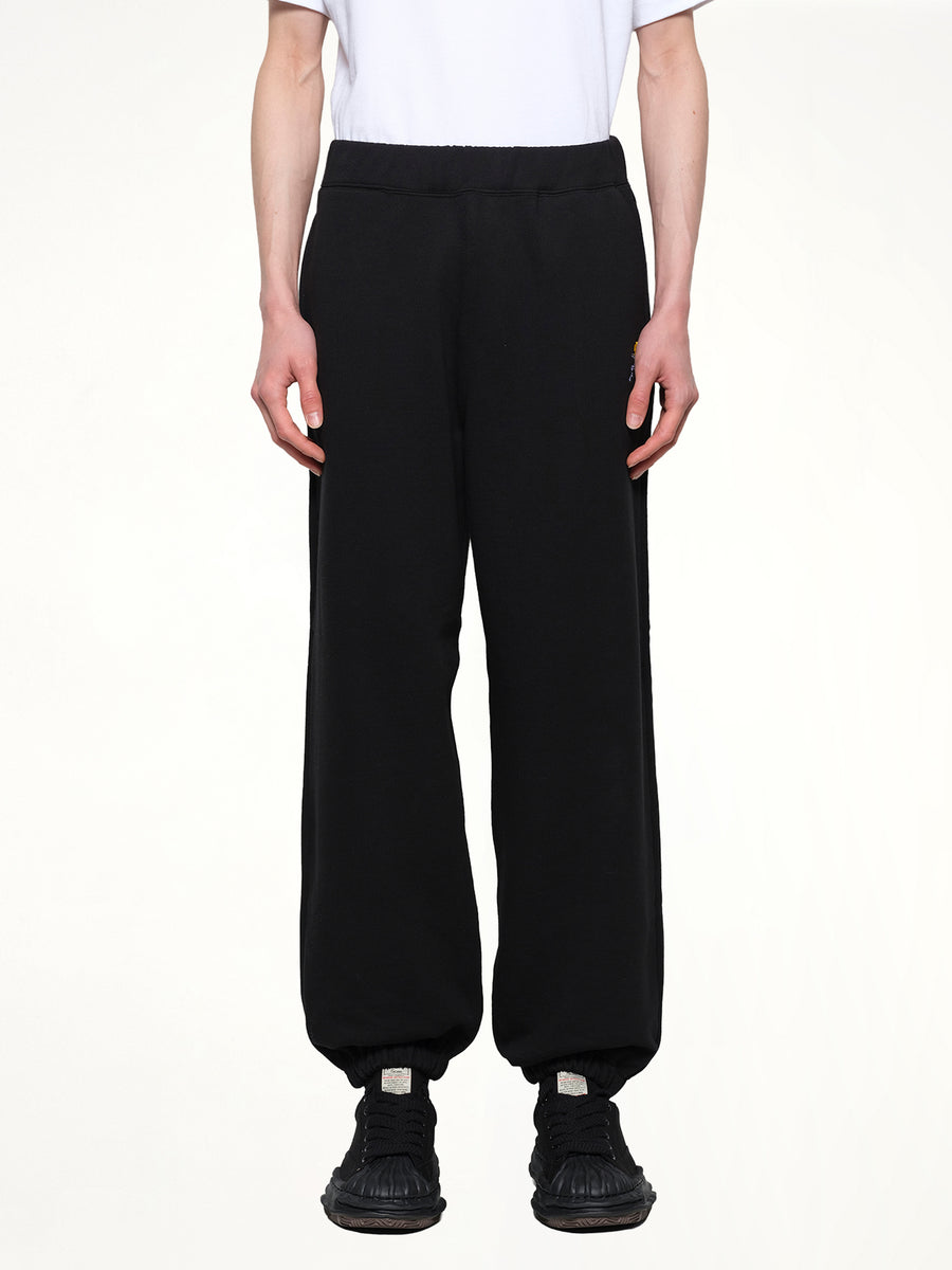 Floral Embroidered Sweatpant in Black
