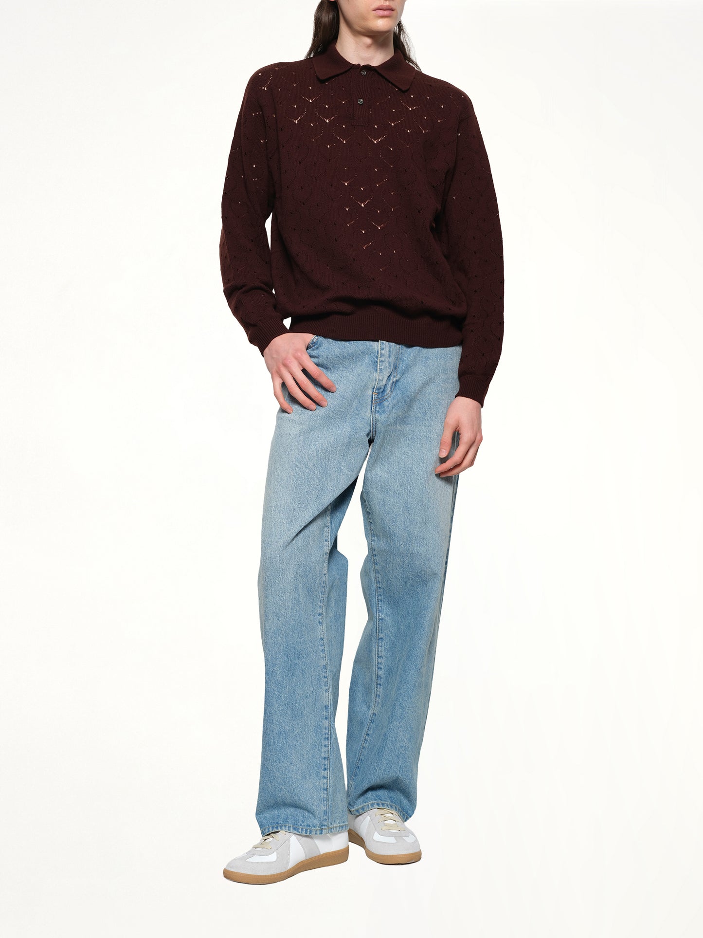 Eyelet Polo in Dark Tobacco