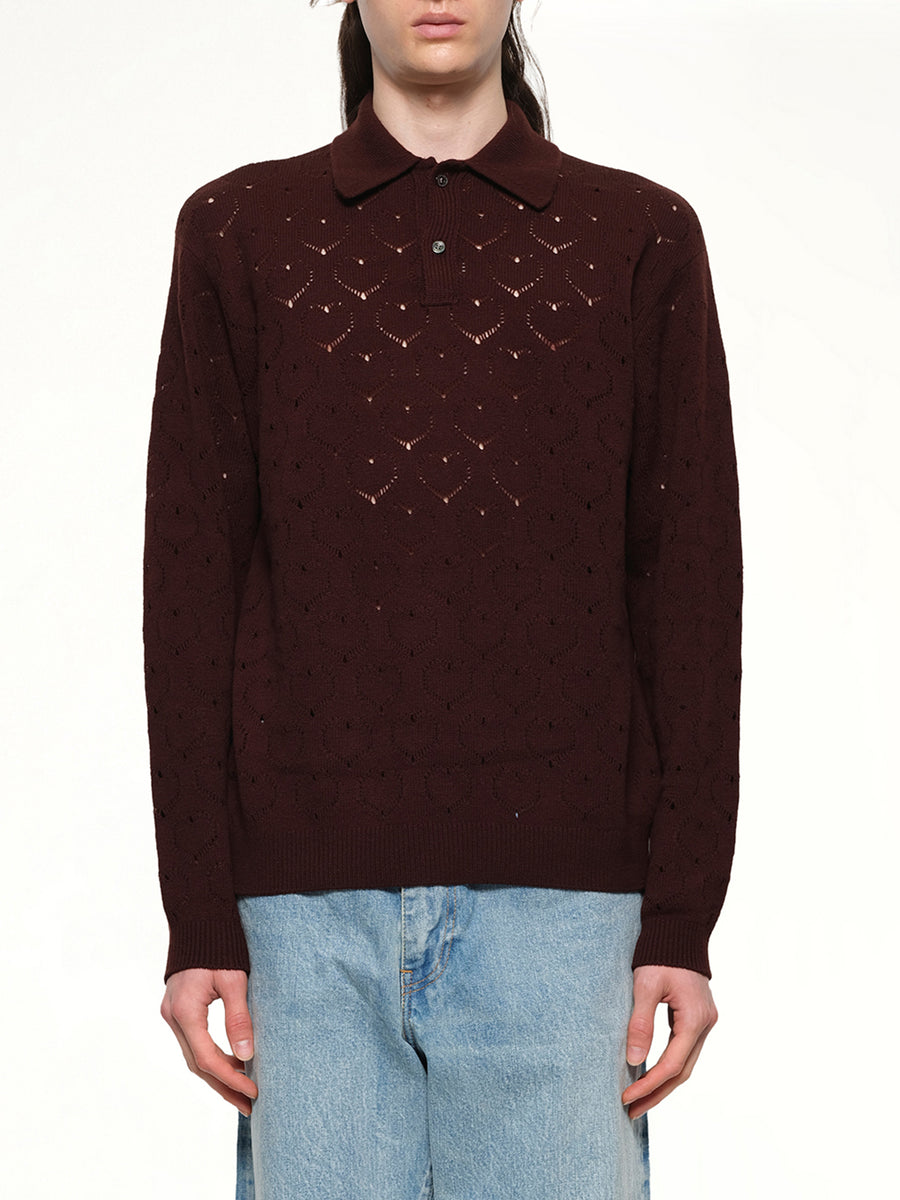 Eyelet Polo in Dark Tobacco