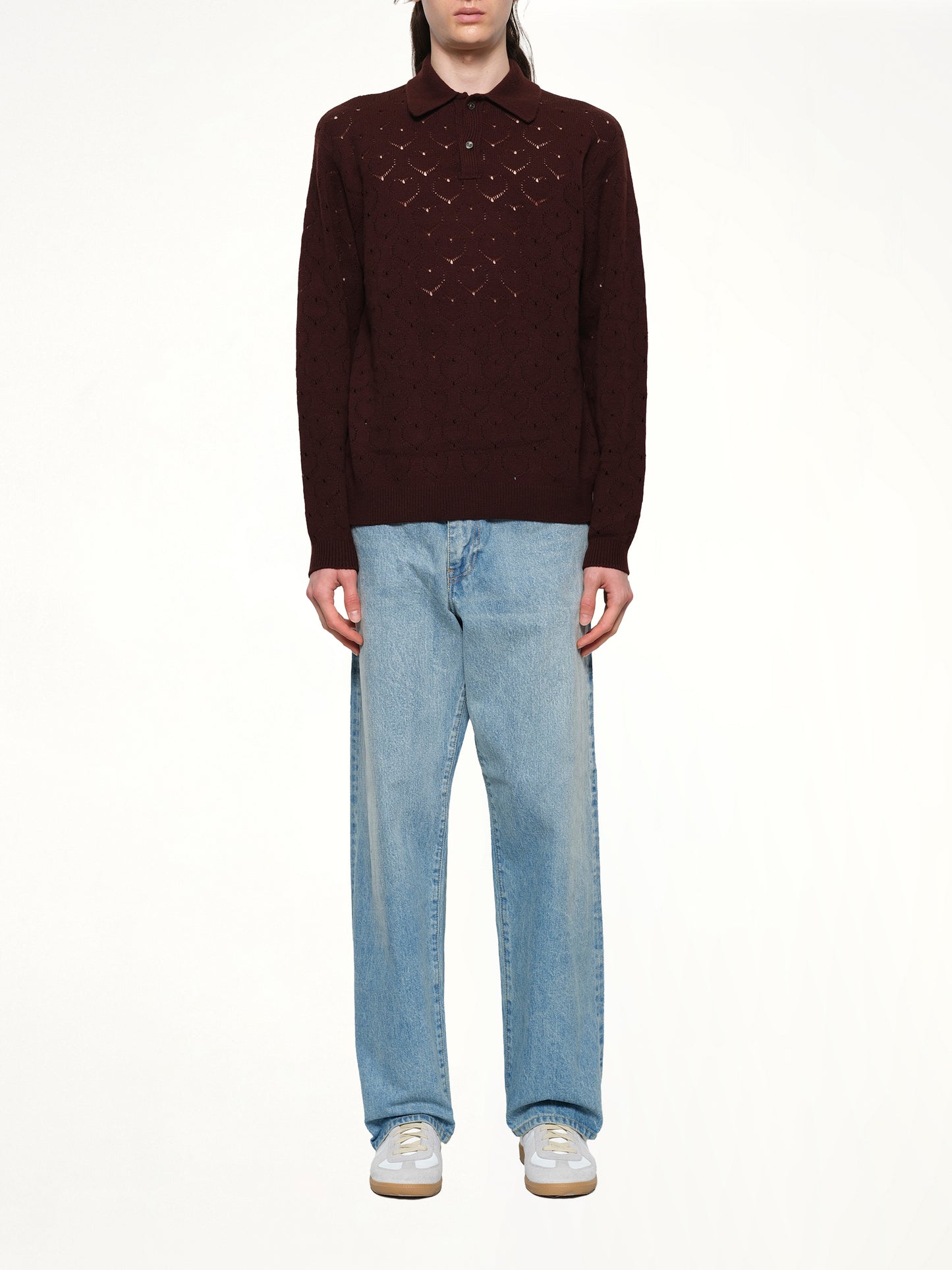 Eyelet Polo in Dark Tobacco