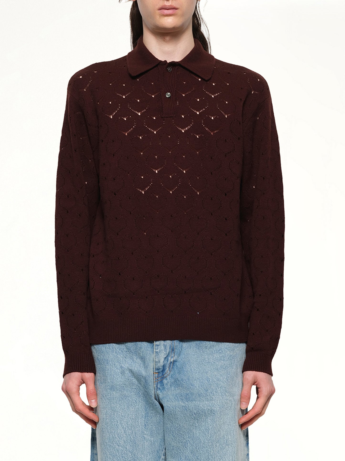 Eyelet Polo in Dark Tobacco