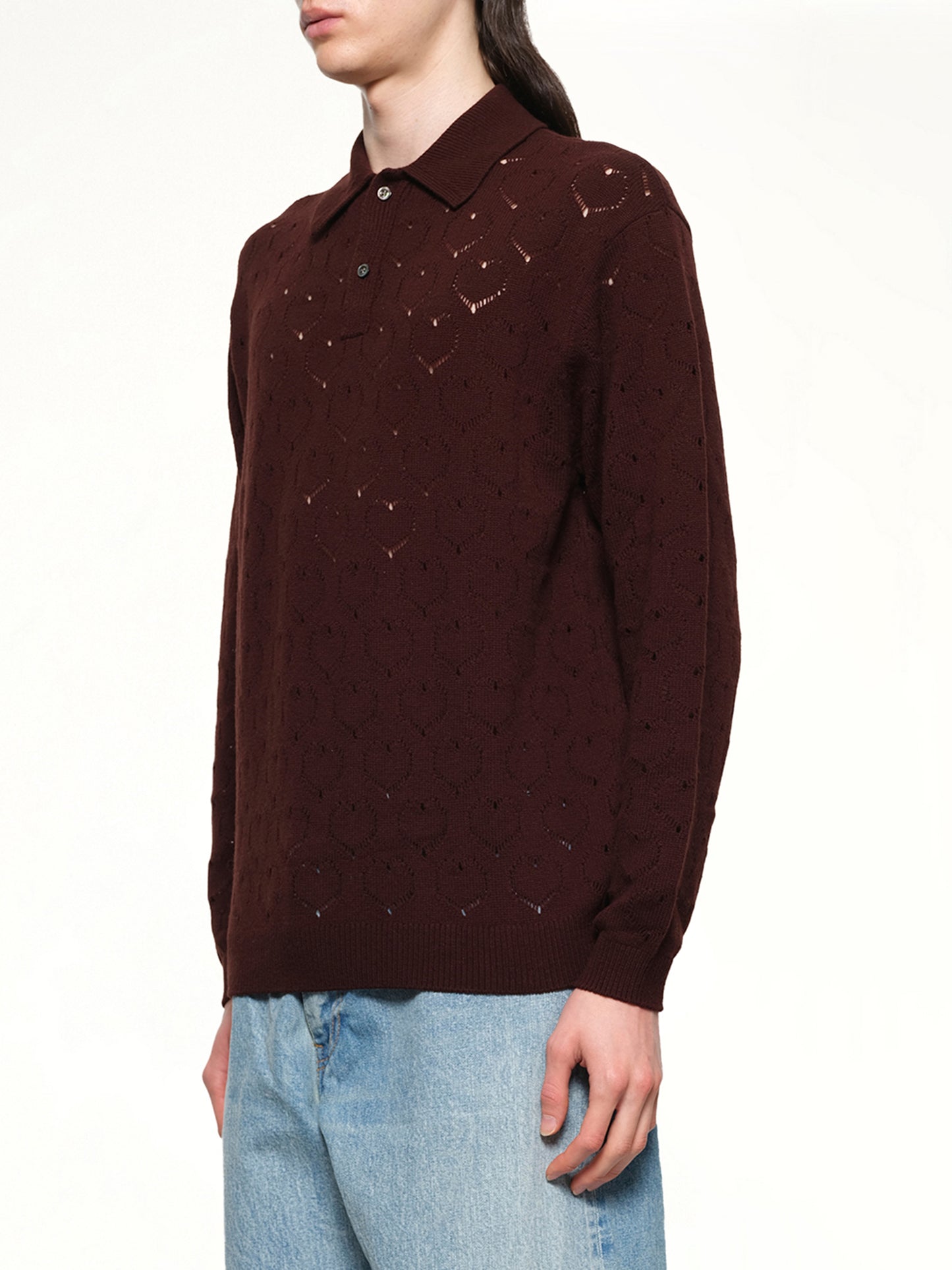 Eyelet Polo in Dark Tobacco