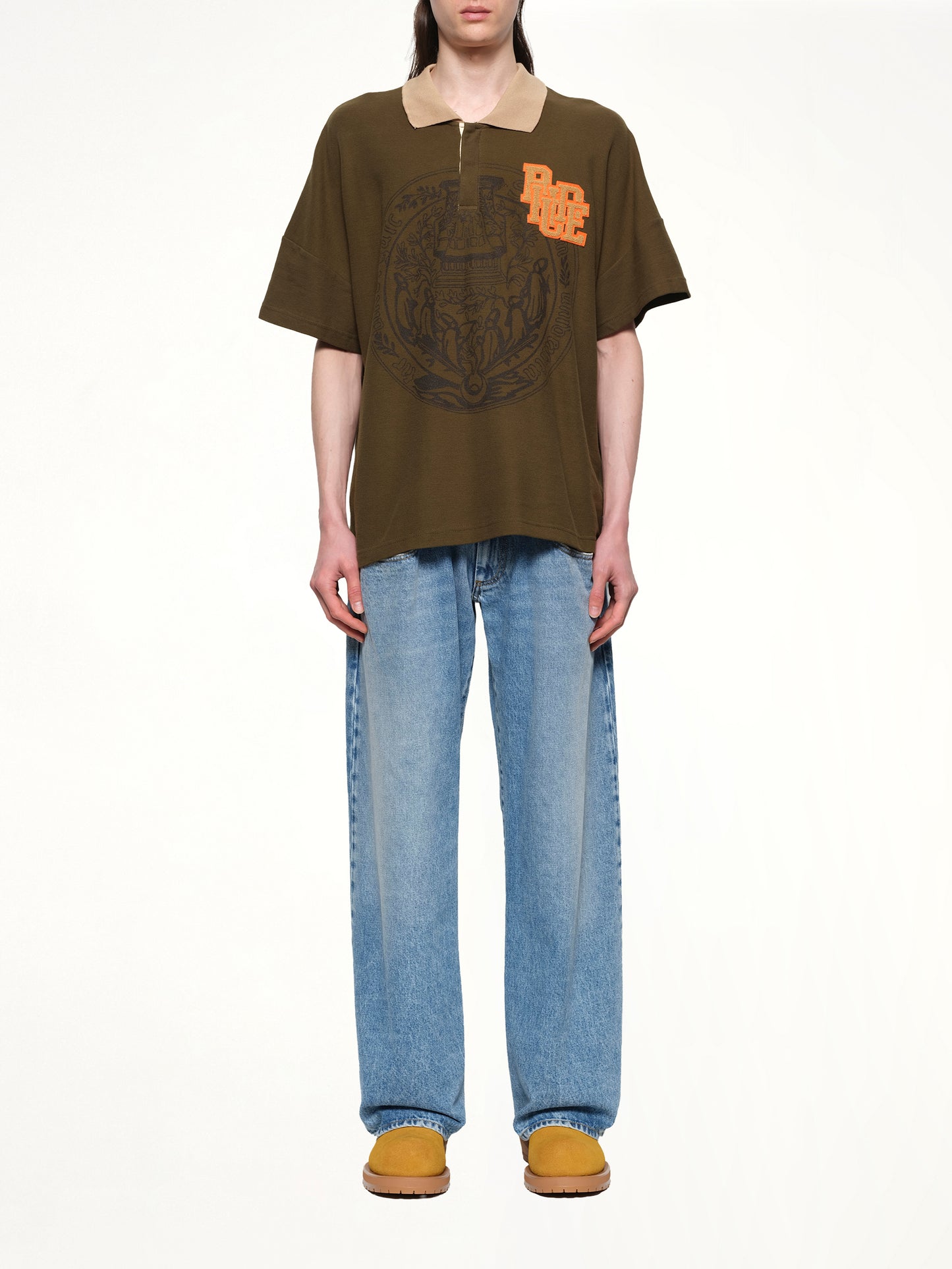 Scramble Logo Stamp Polo in Green