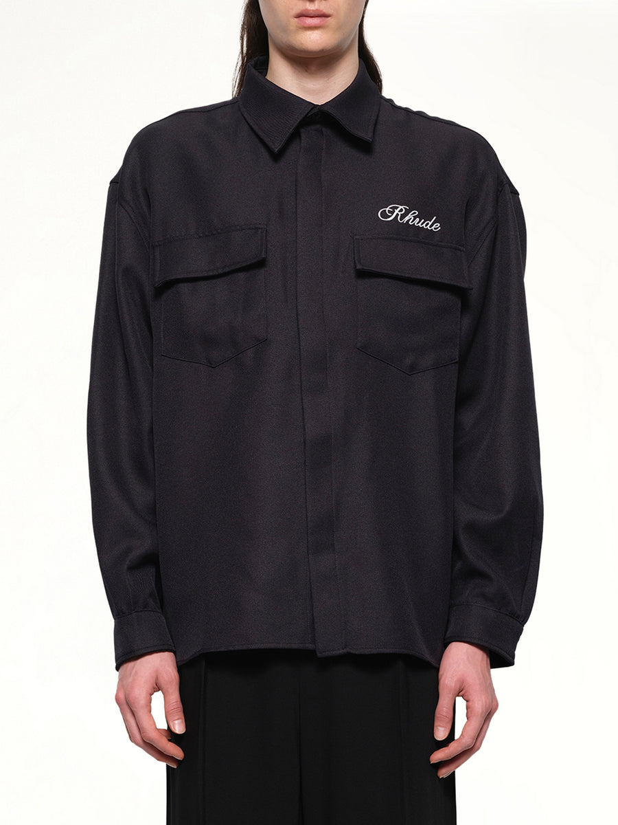 Boxy LS Work Shirt in Black