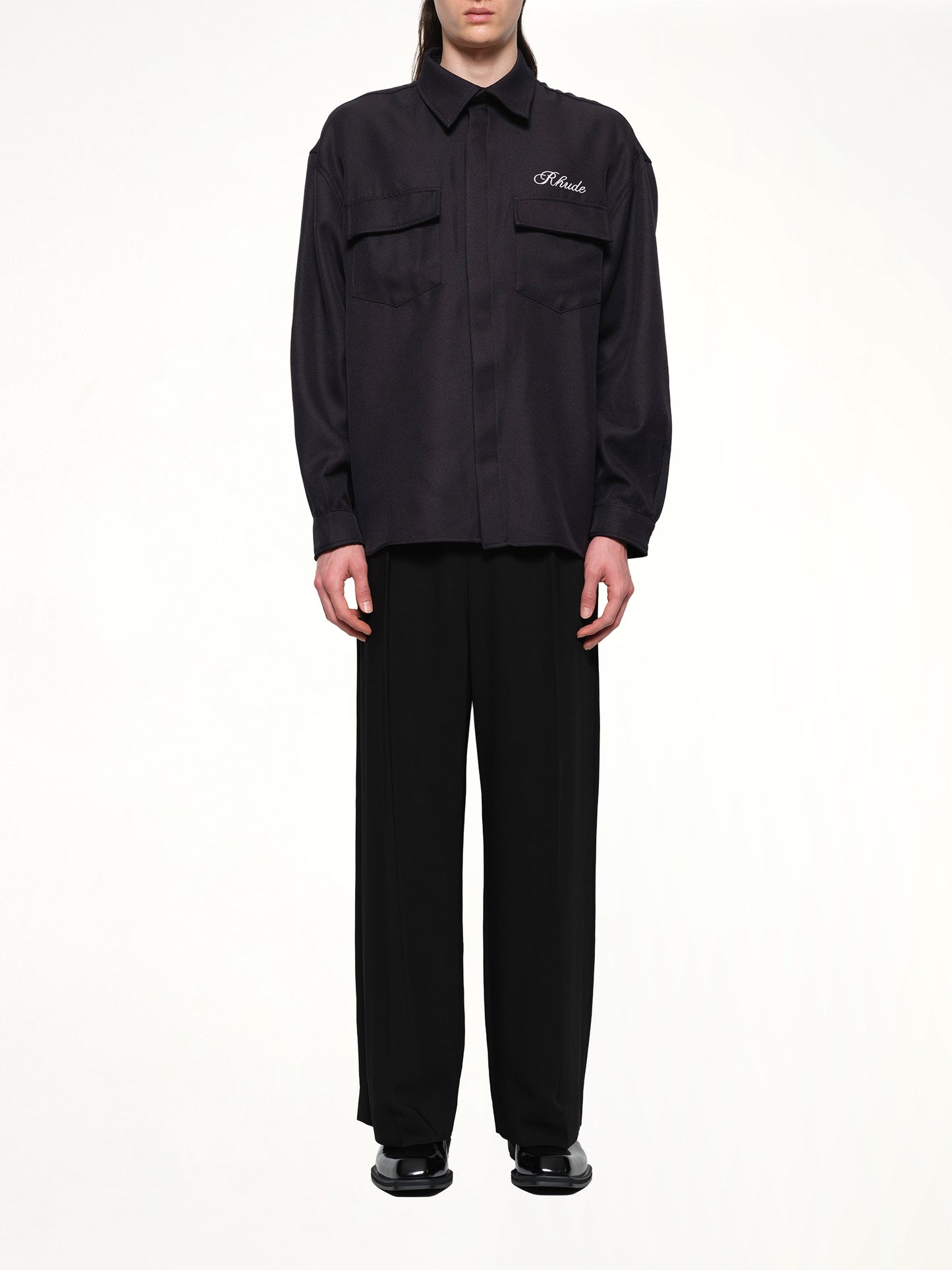 Boxy LS Work Shirt in Black