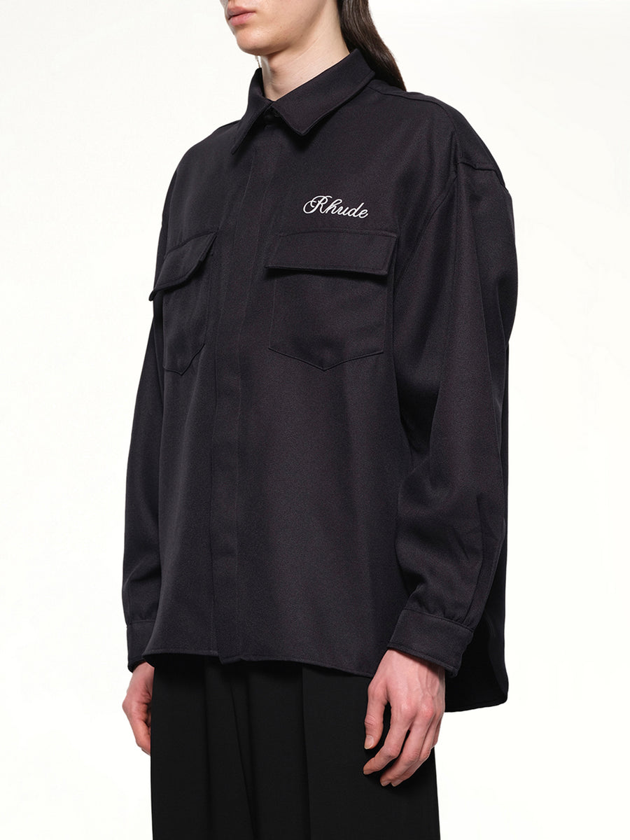 Boxy LS Work Shirt in Black