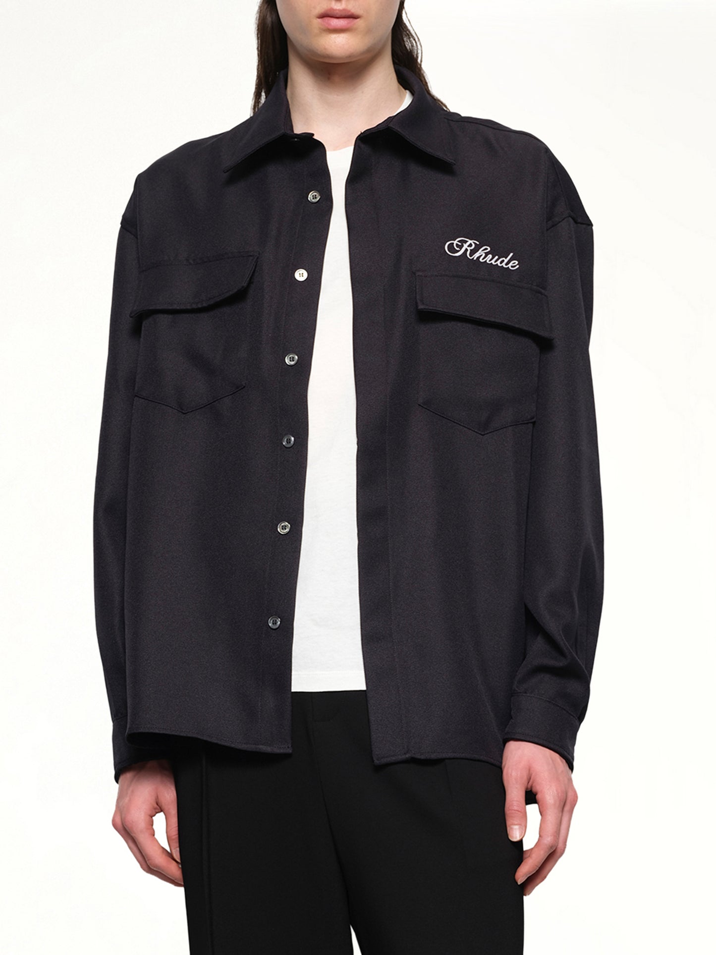 Boxy LS Work Shirt in Black