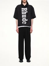 Center Logo Button Up Shirt in Black/White