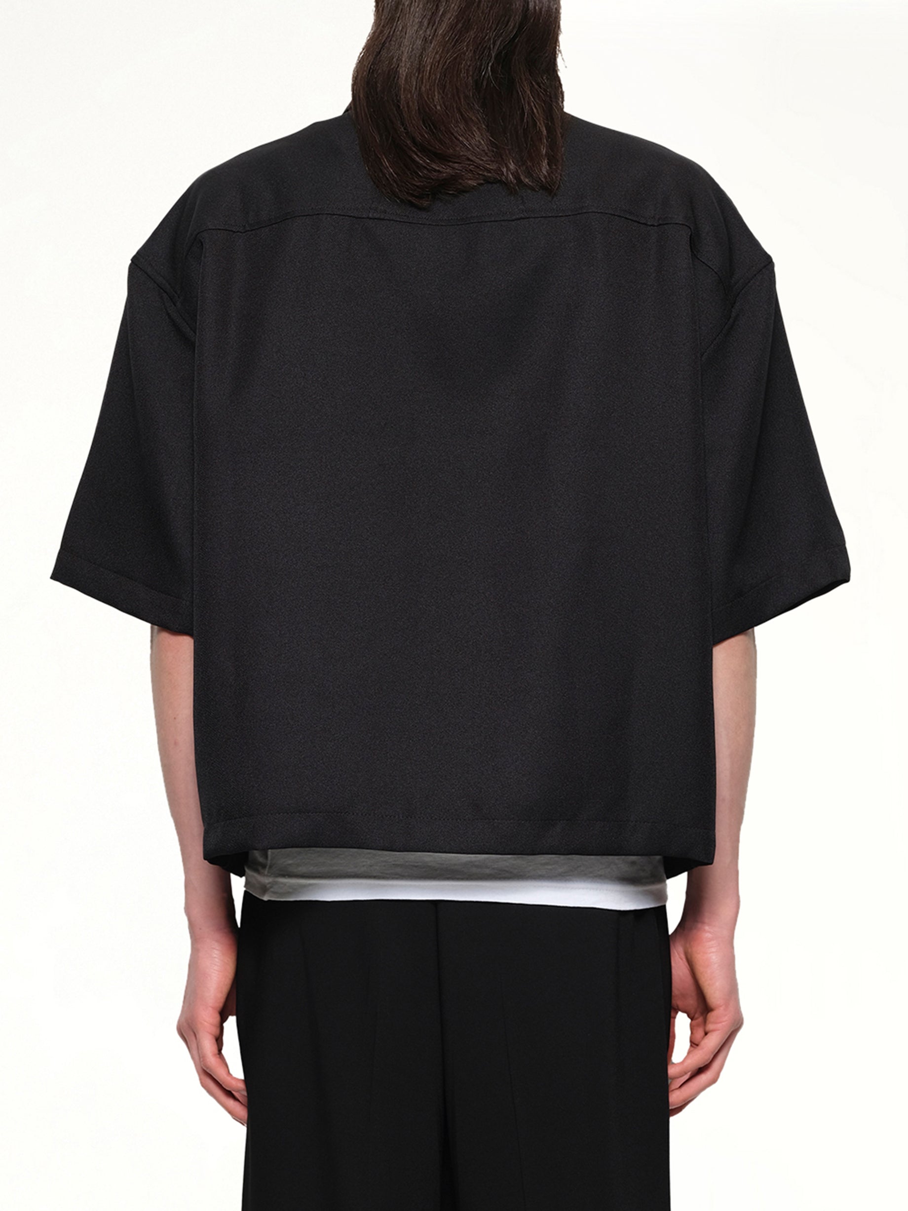 Center Logo Button Up Shirt in Black/White