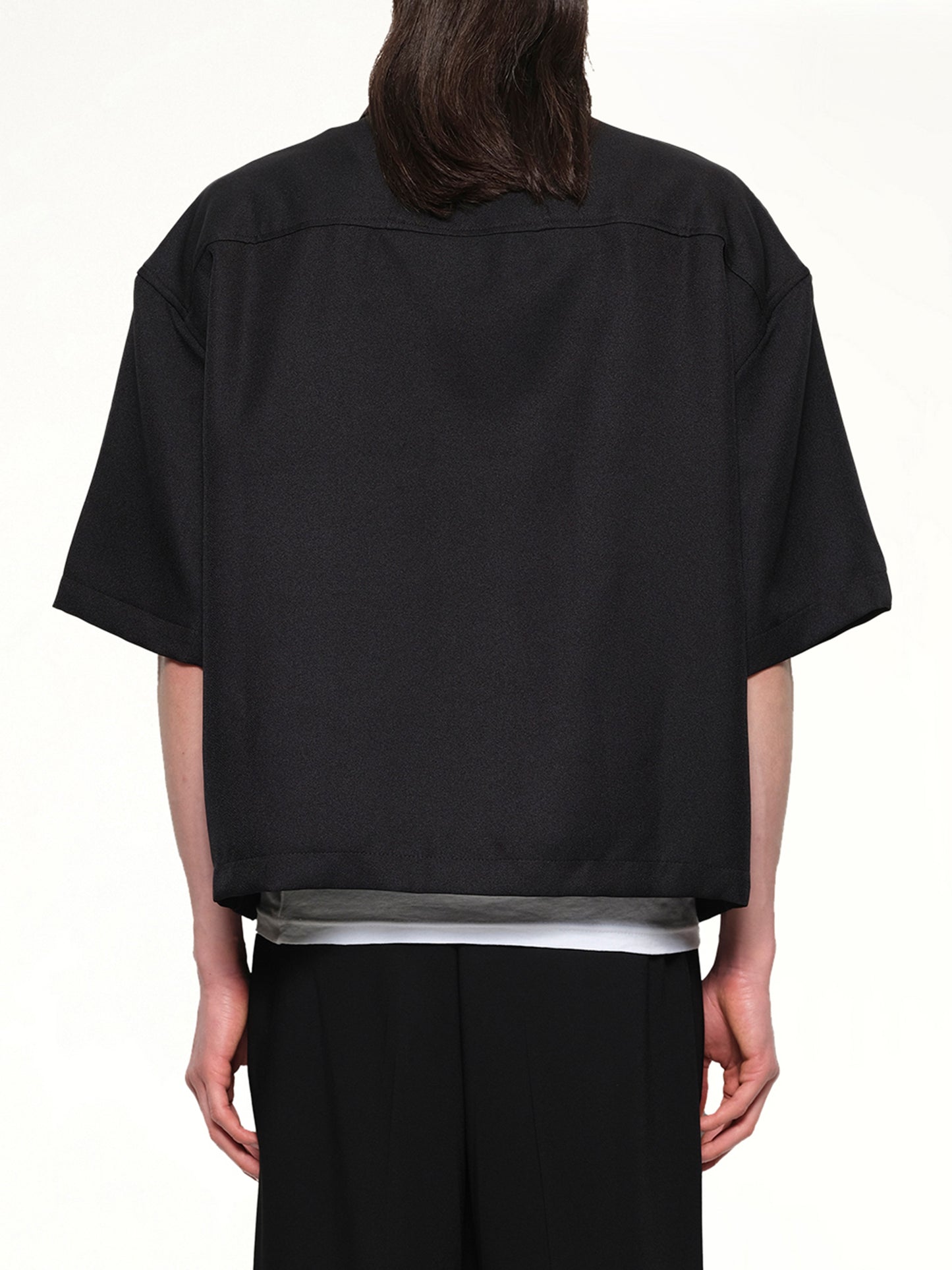 Center Logo Button Up Shirt in Black/White