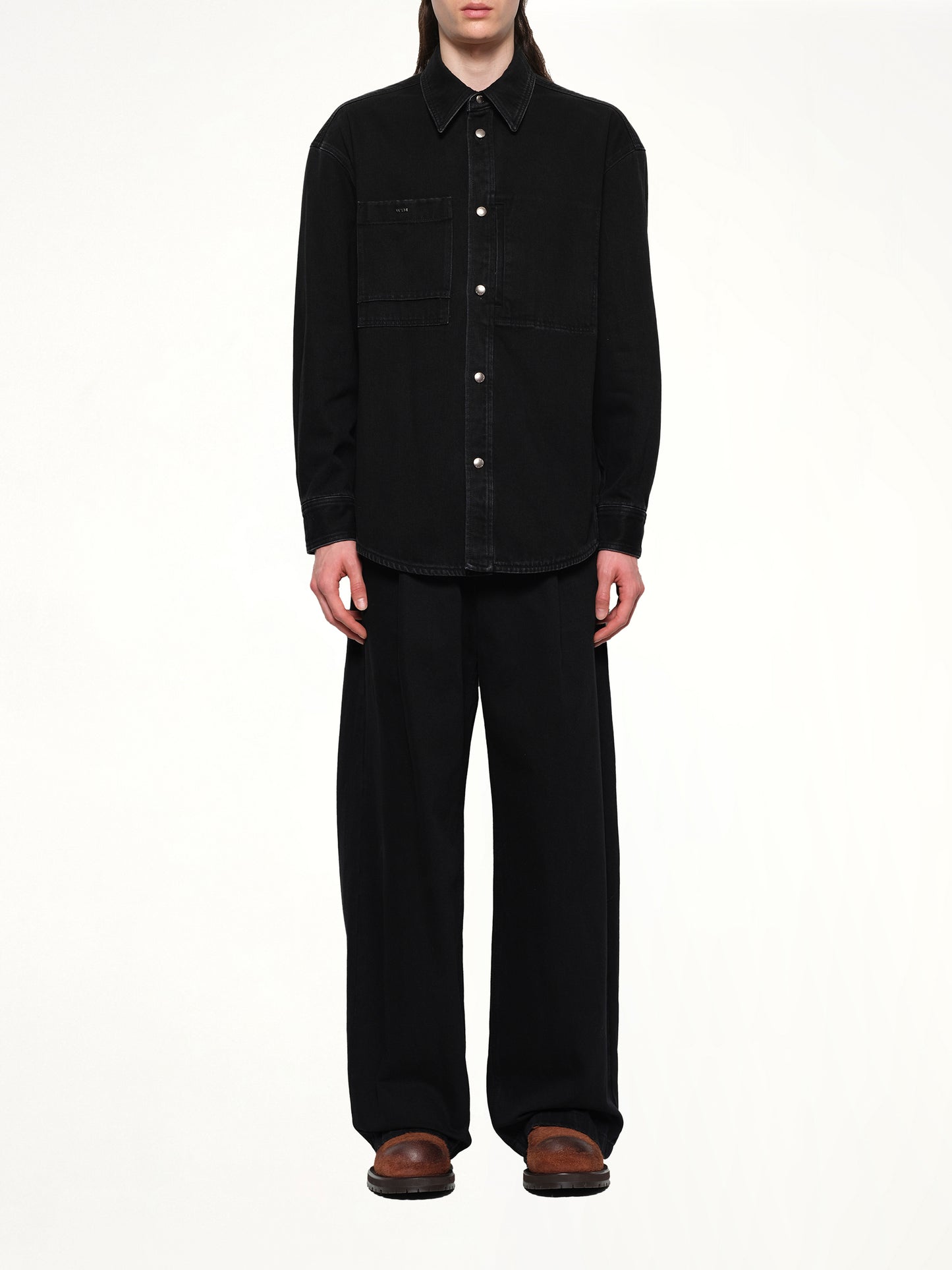 City Graphic Denim Shirt in Black