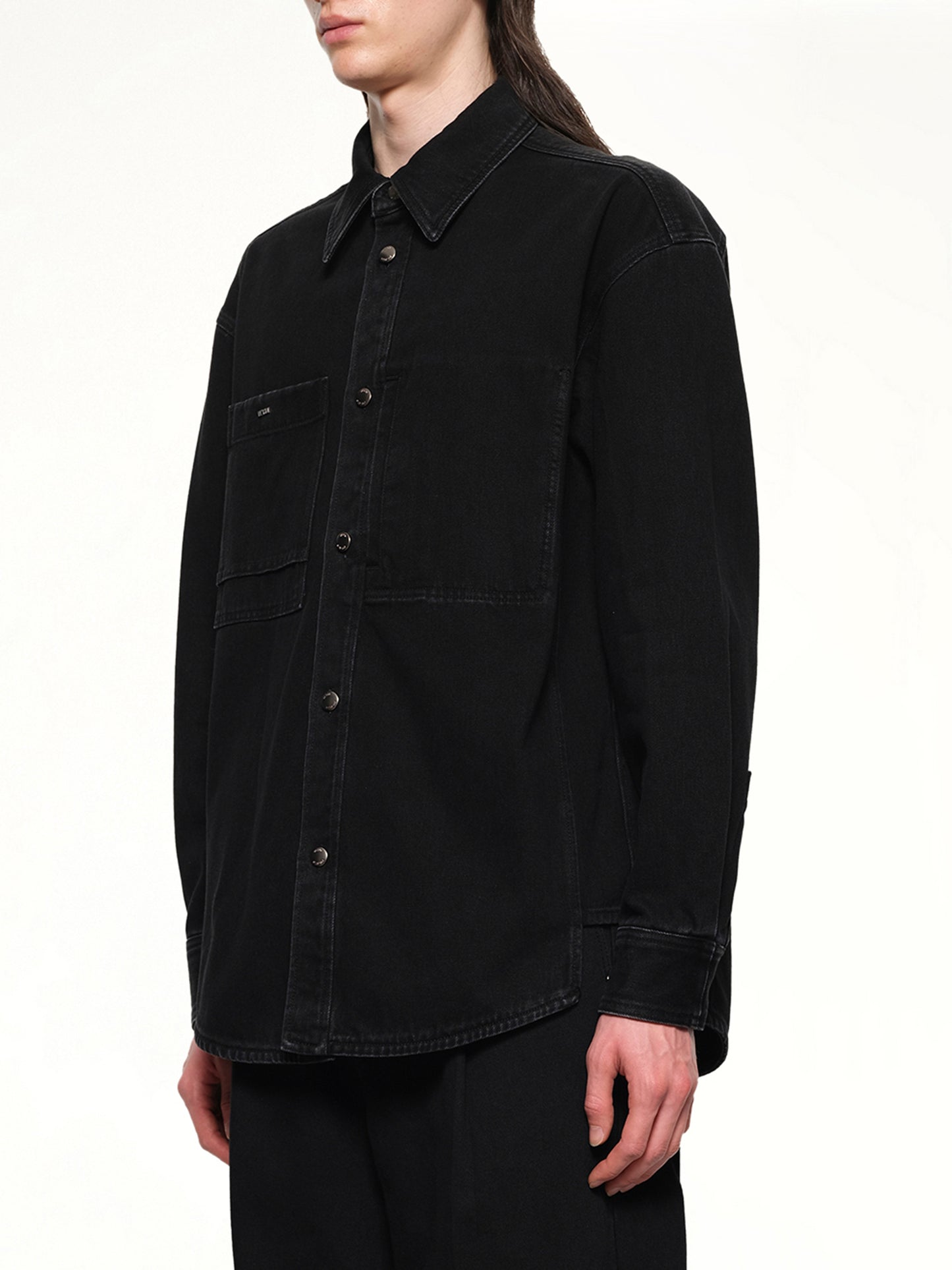 City Graphic Denim Shirt in Black