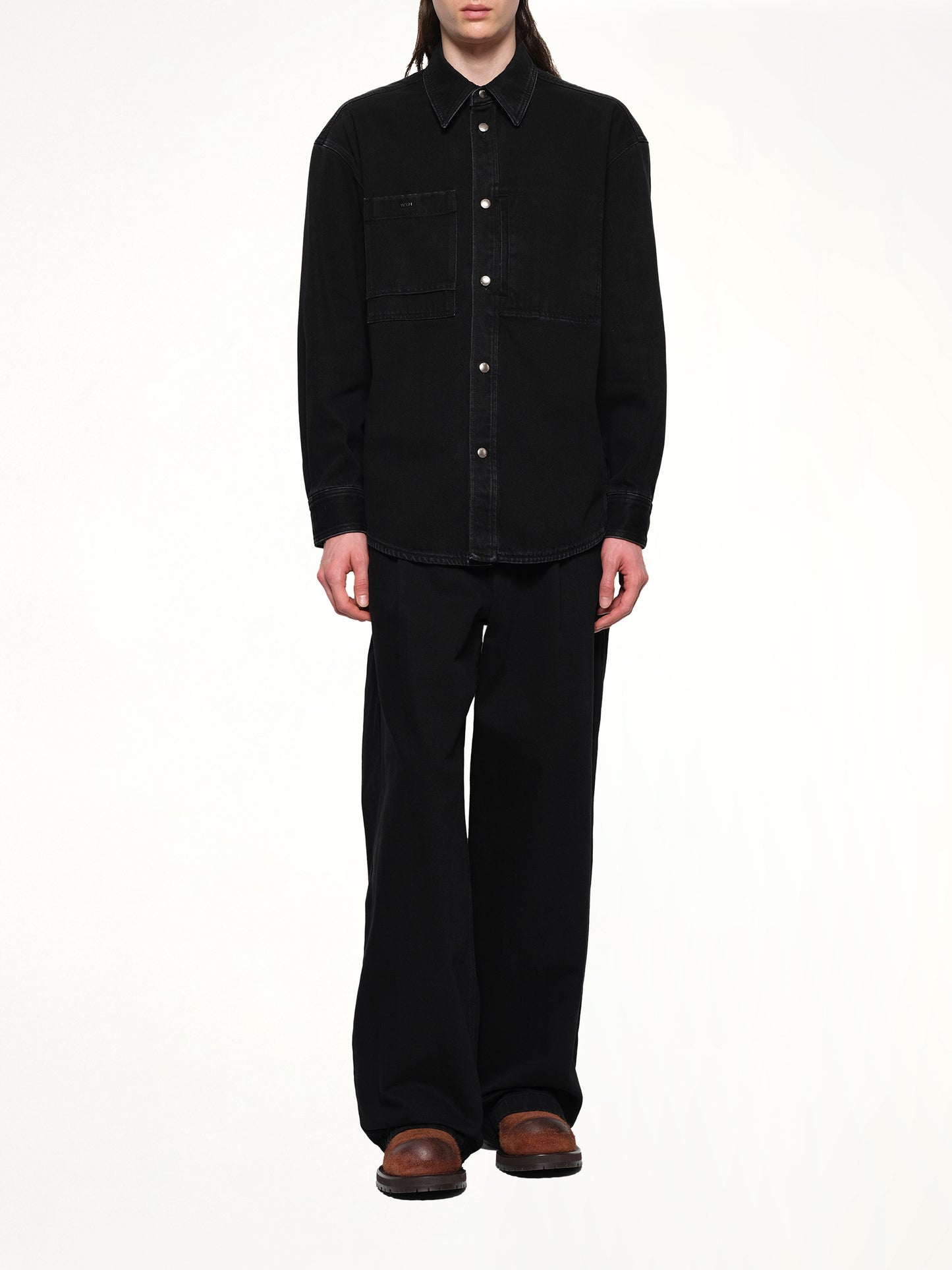 City Graphic Denim Shirt in Black