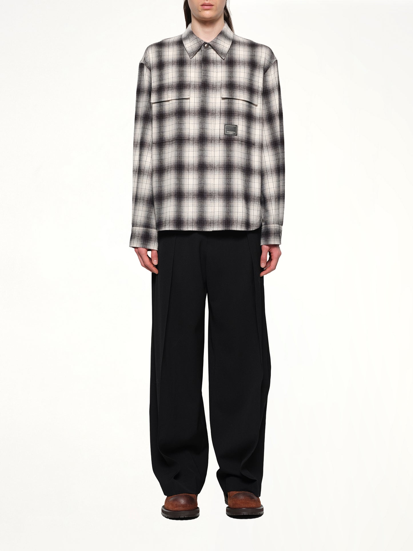 Logo Patch Check Shirt in Black