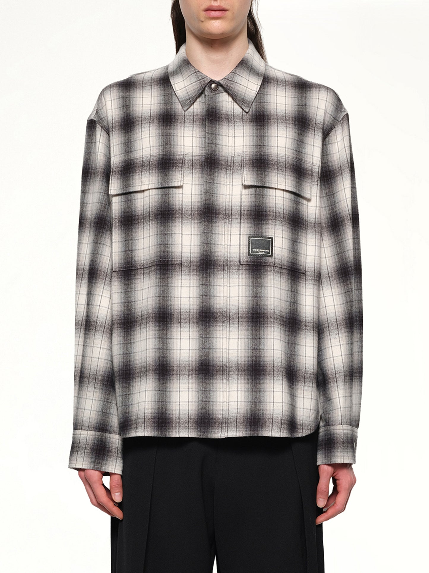 Logo Patch Check Shirt in Black