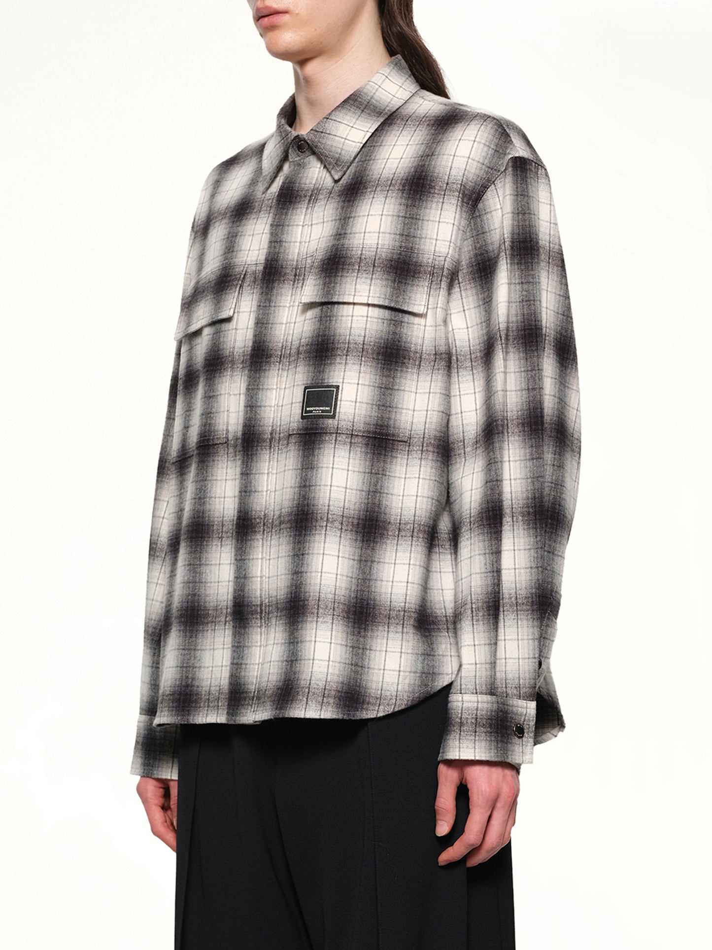 Logo Patch Check Shirt in Black