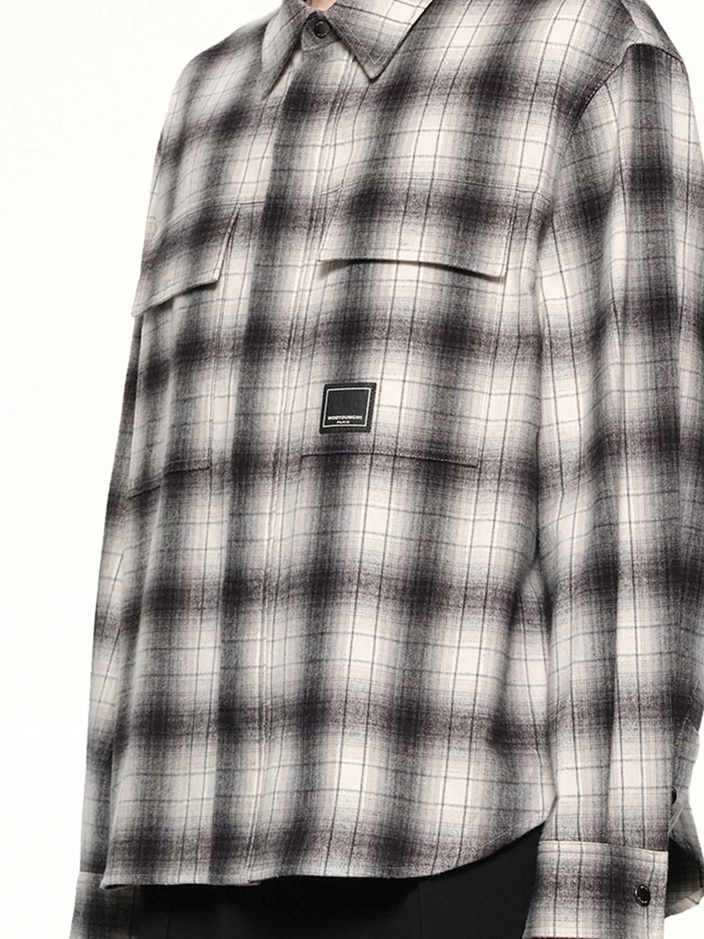 Logo Patch Check Shirt in Black