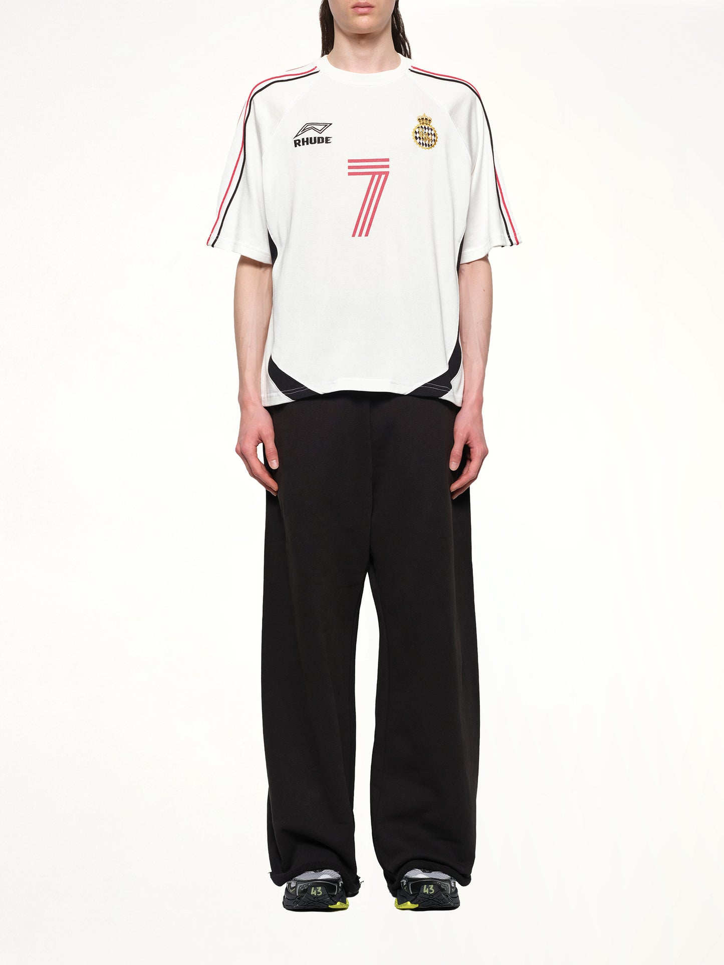 Lundun Soccer Jersey in White/Black/Red
