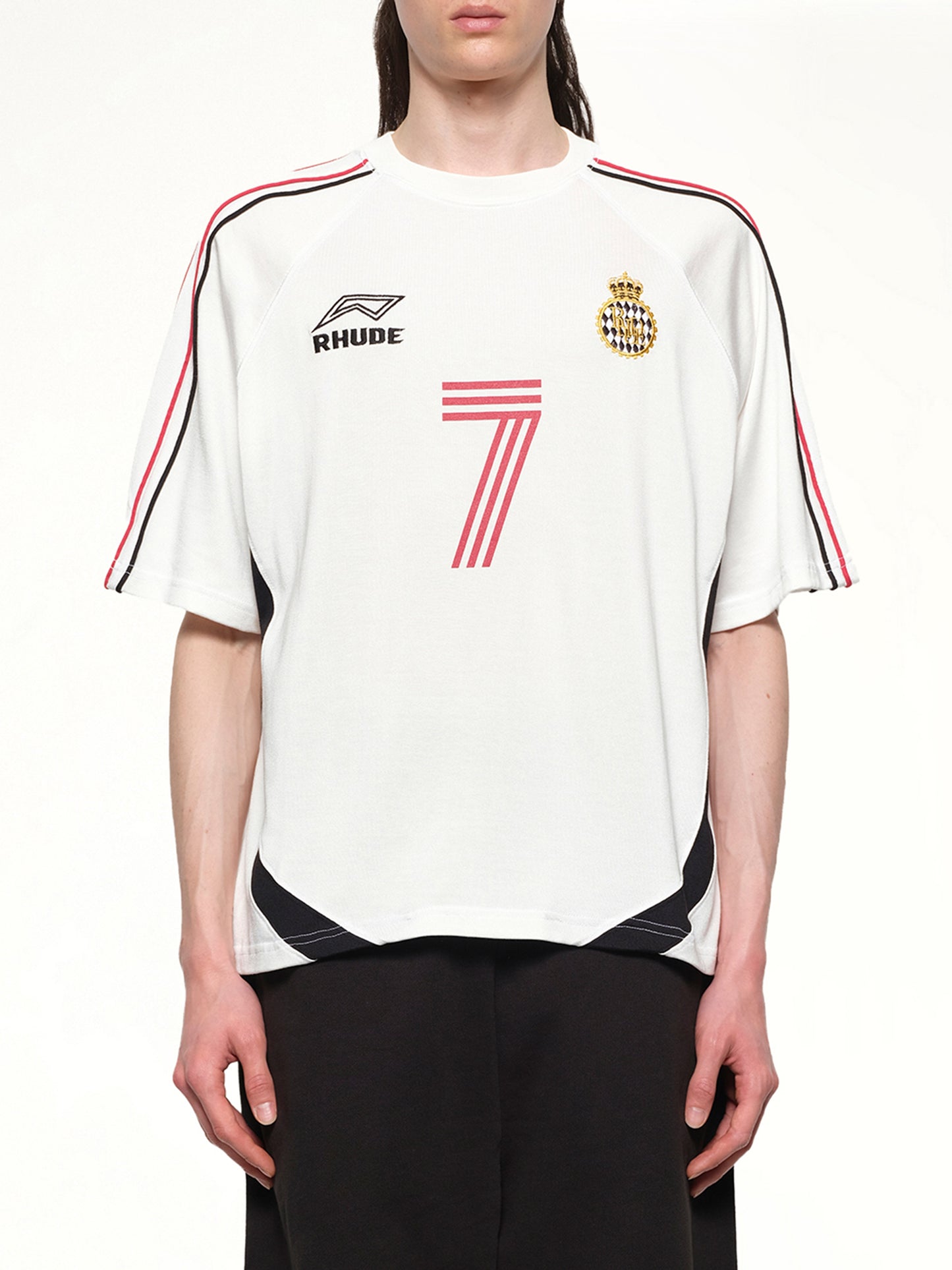 Lundun Soccer Jersey in White/Black/Red