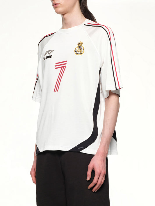 Lundun Soccer Jersey in White/Black/Red