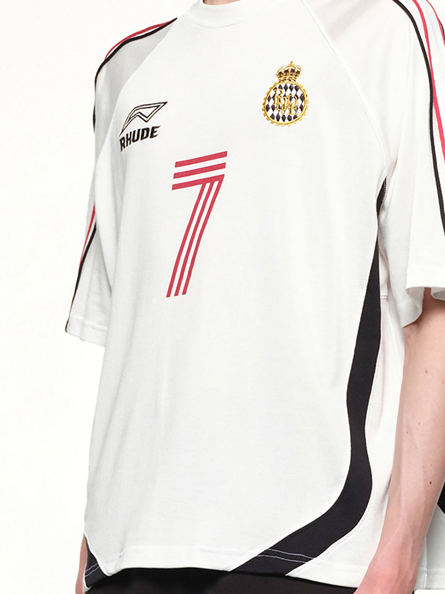 Lundun Soccer Jersey in White/Black/Red