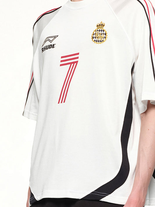 Lundun Soccer Jersey in White/Black/Red
