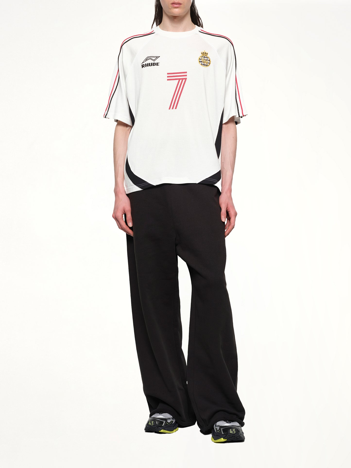 Lundun Soccer Jersey in White/Black/Red