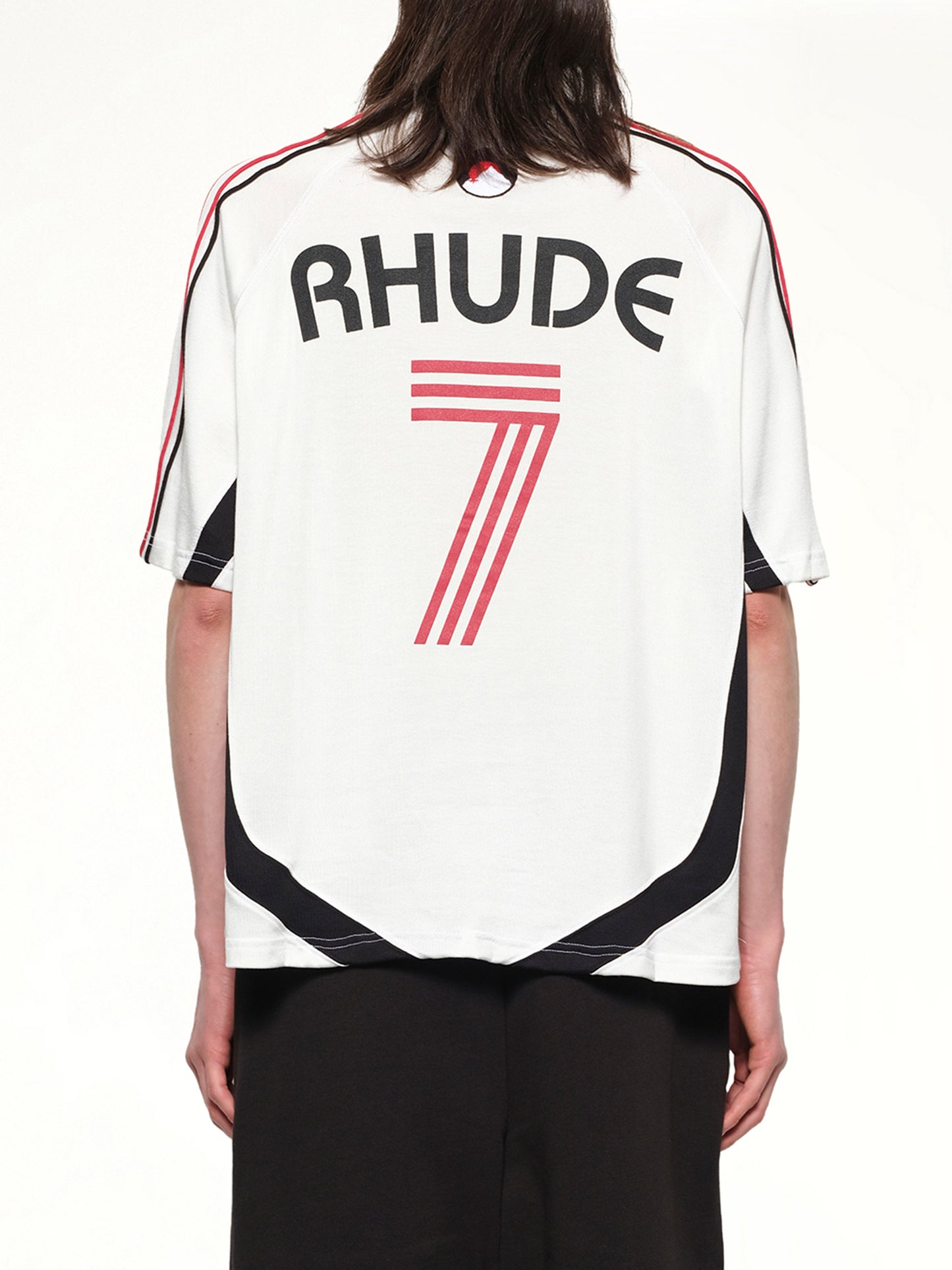 Lundun Soccer Jersey in White/Black/Red