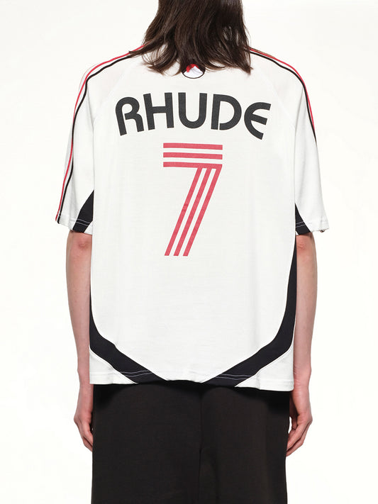 Lundun Soccer Jersey in White/Black/Red