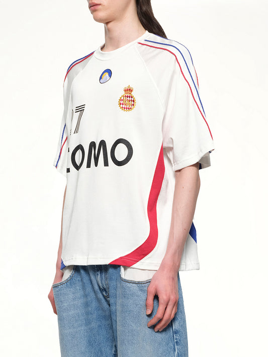 Rhude 27 Jersey in Off White/Navy/Red