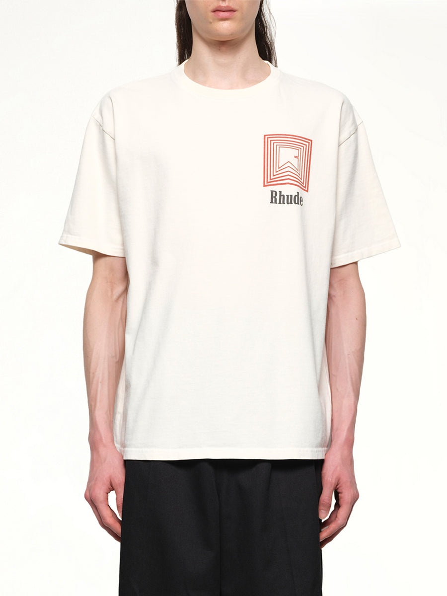Chevron Logo Repeat T-Shirt in Vintage White
