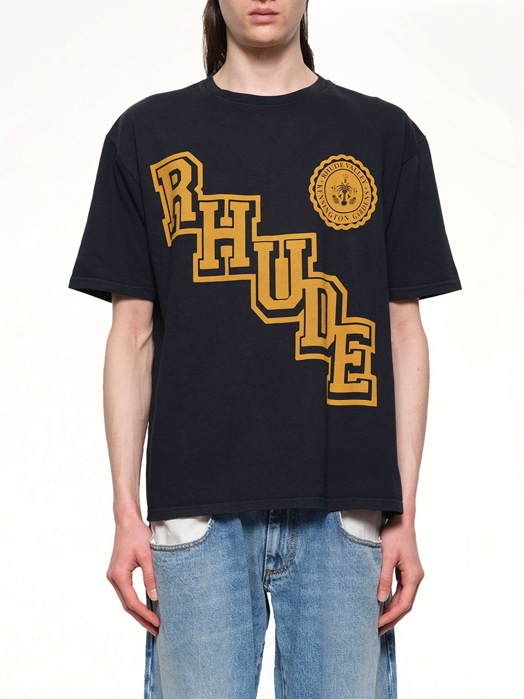 Rhude Collegiate Crest T-Shirt in Vintage Black