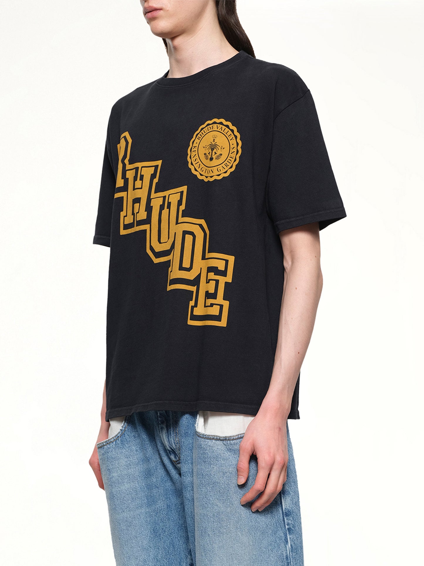 Rhude Collegiate Crest T-Shirt in Vintage Black