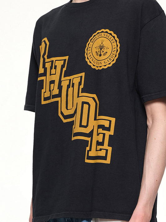Rhude Collegiate Crest T-Shirt in Vintage Black