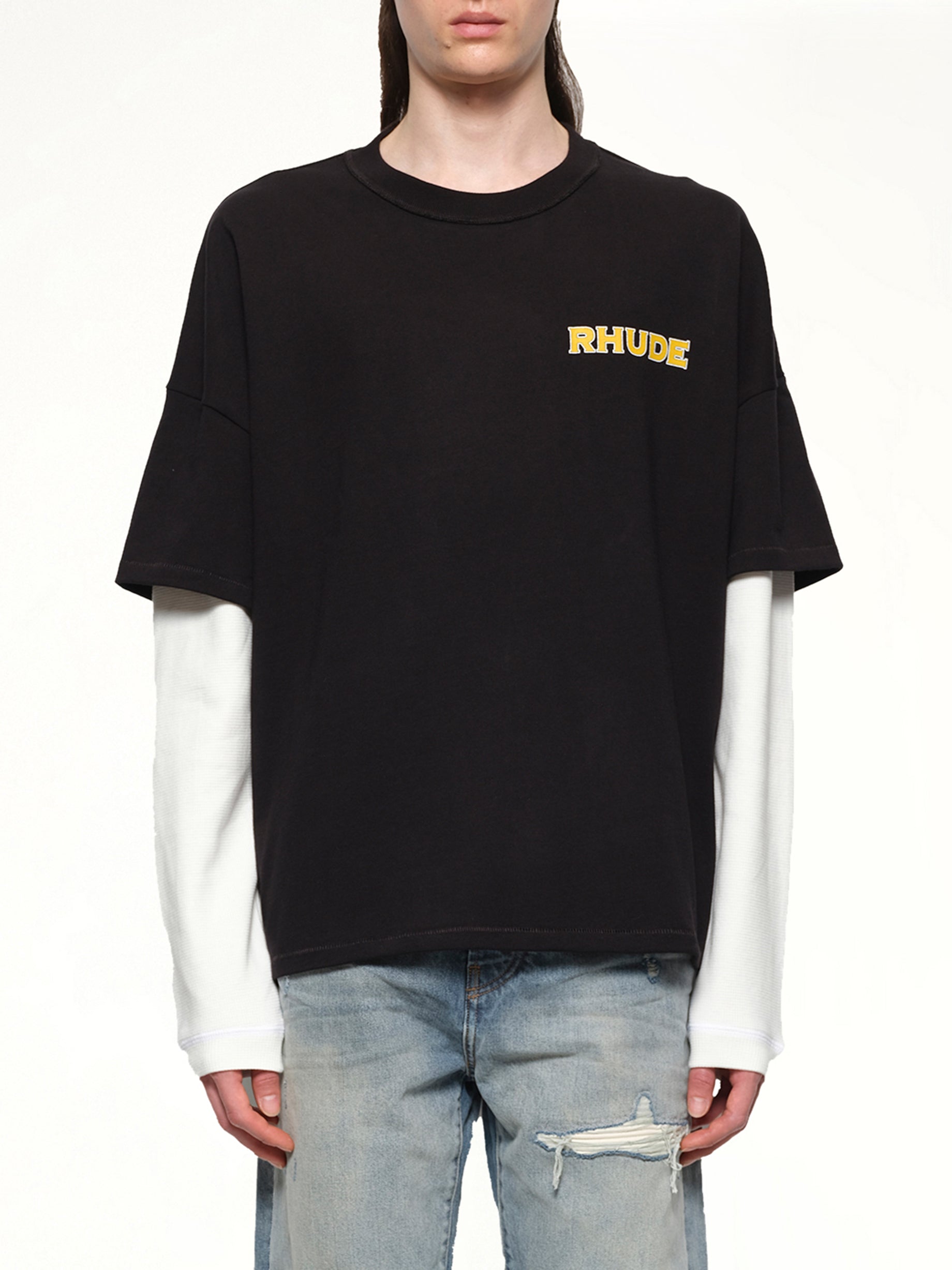 Rhude Steel Double-Layered T-Shirt in Black/White