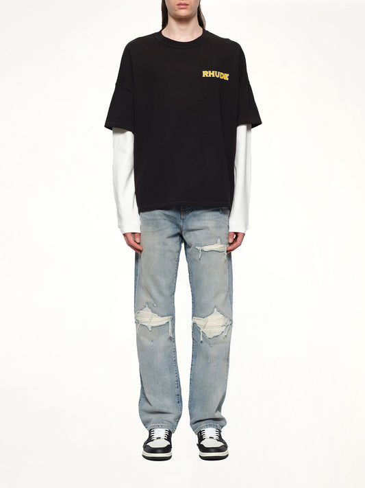 Rhude Steel Double-Layered T-Shirt in Black/White