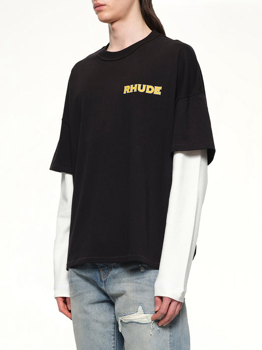Rhude Steel Double-Layered T-Shirt in Black/White