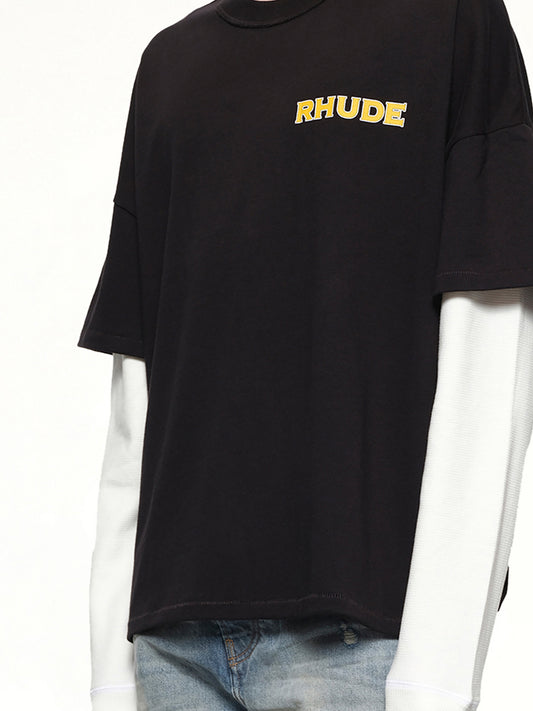 Rhude Steel Double-Layered T-Shirt in Black/White