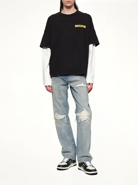 Rhude Steel Double-Layered T-Shirt in Black/White