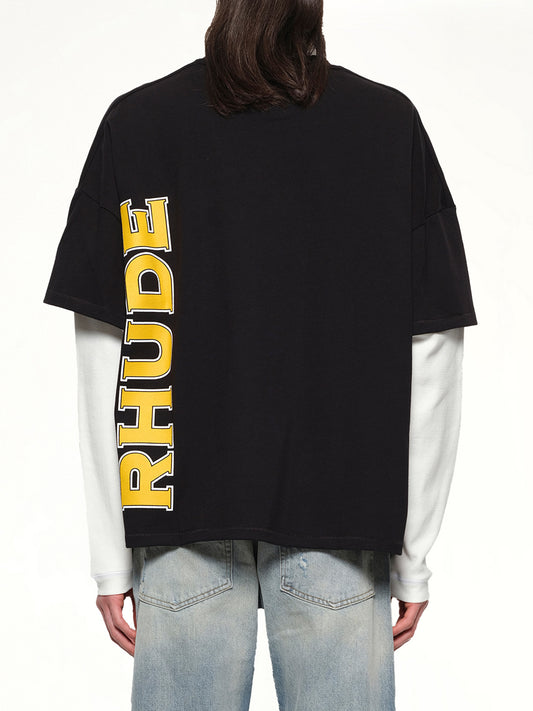 Rhude Steel Double-Layered T-Shirt in Black/White